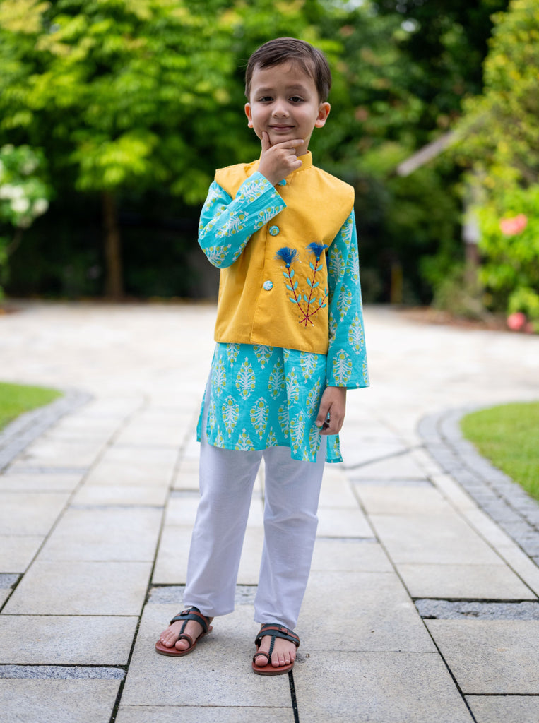 Nimbu Singapore Kurta Jacket set for boys
