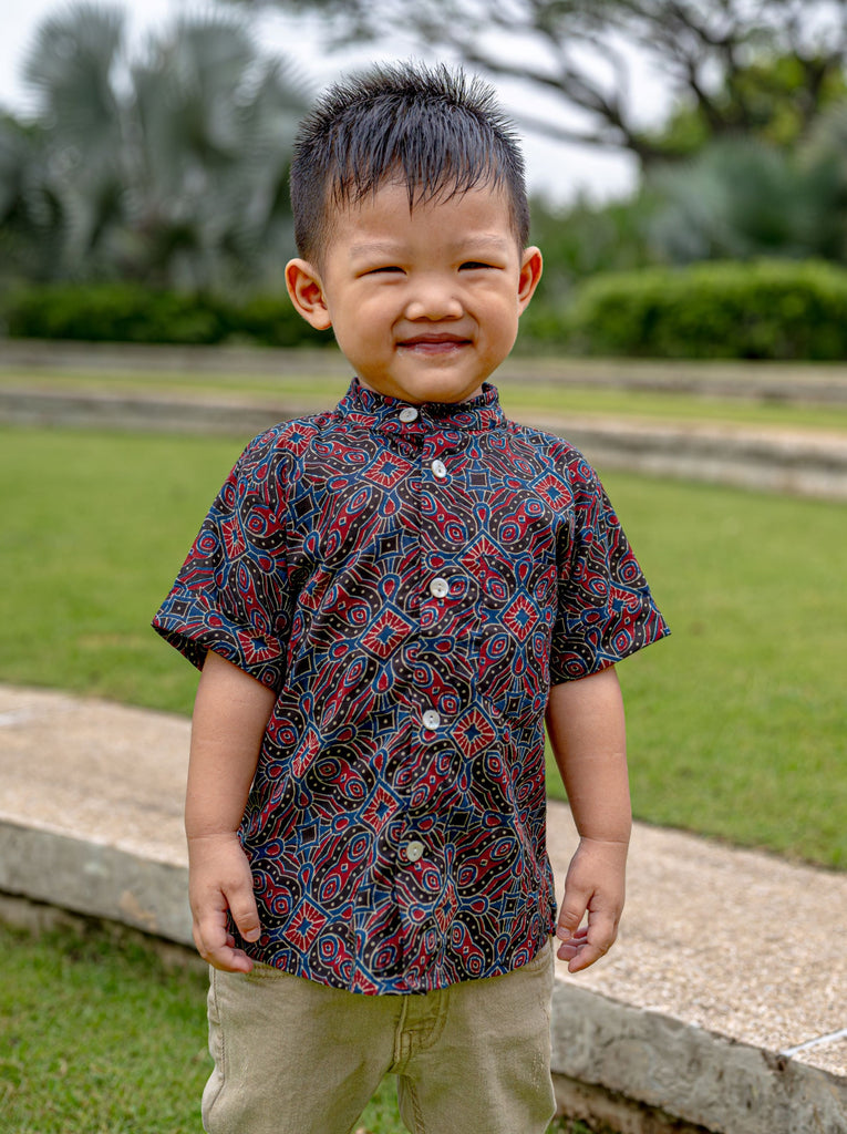 Cambodia Kids Unisex Cotton Shirt with Mandarin Collar Photo - Nimbu Kids