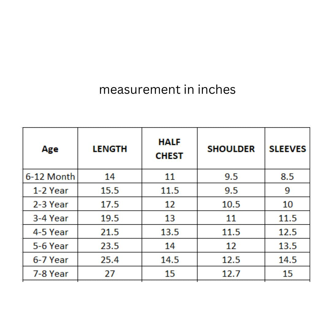 size chart Pineapple punch cotton kurta