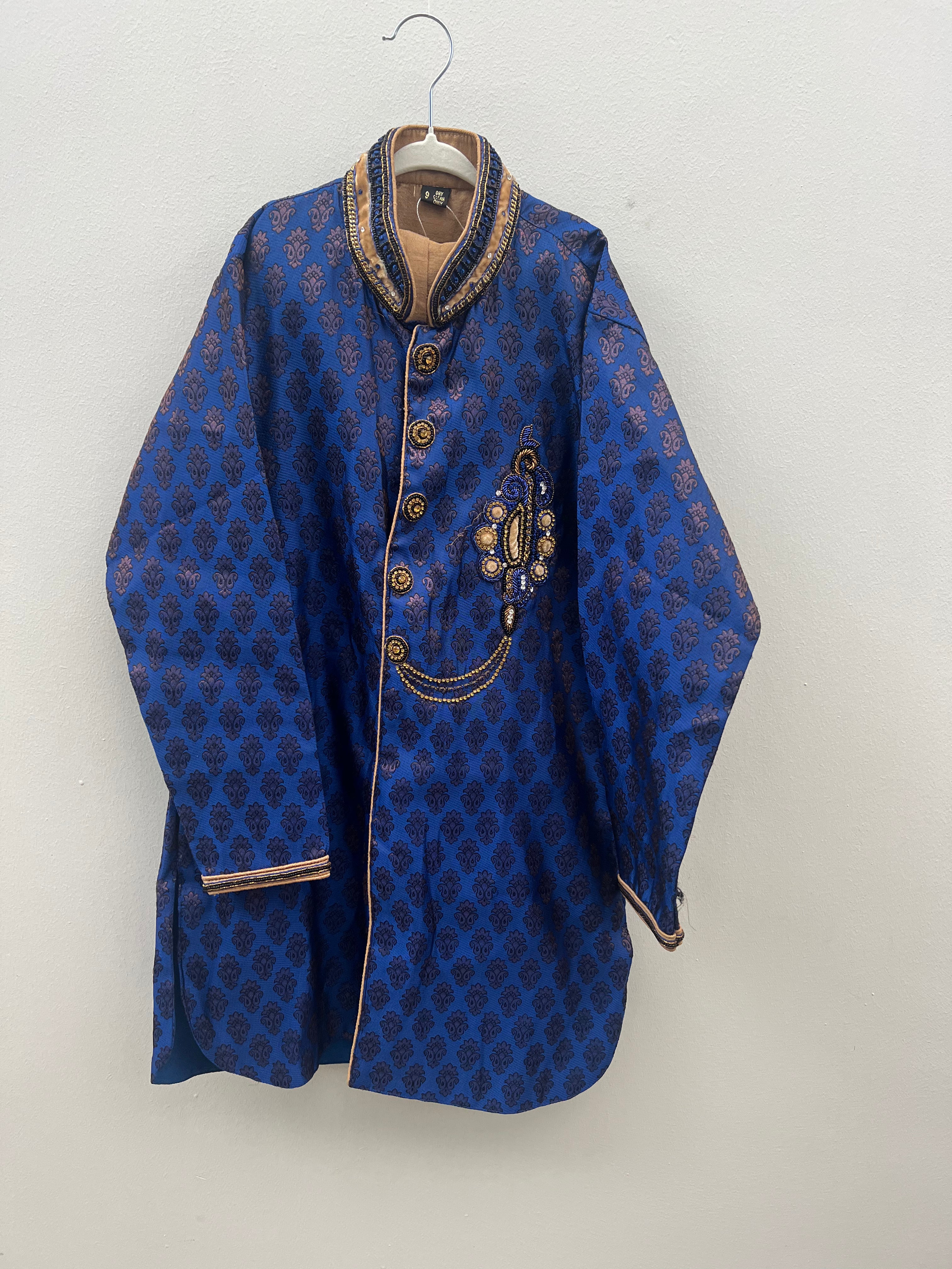 [8-10 yrs] Preloved Kurta Jacket Set in Blue and Gold