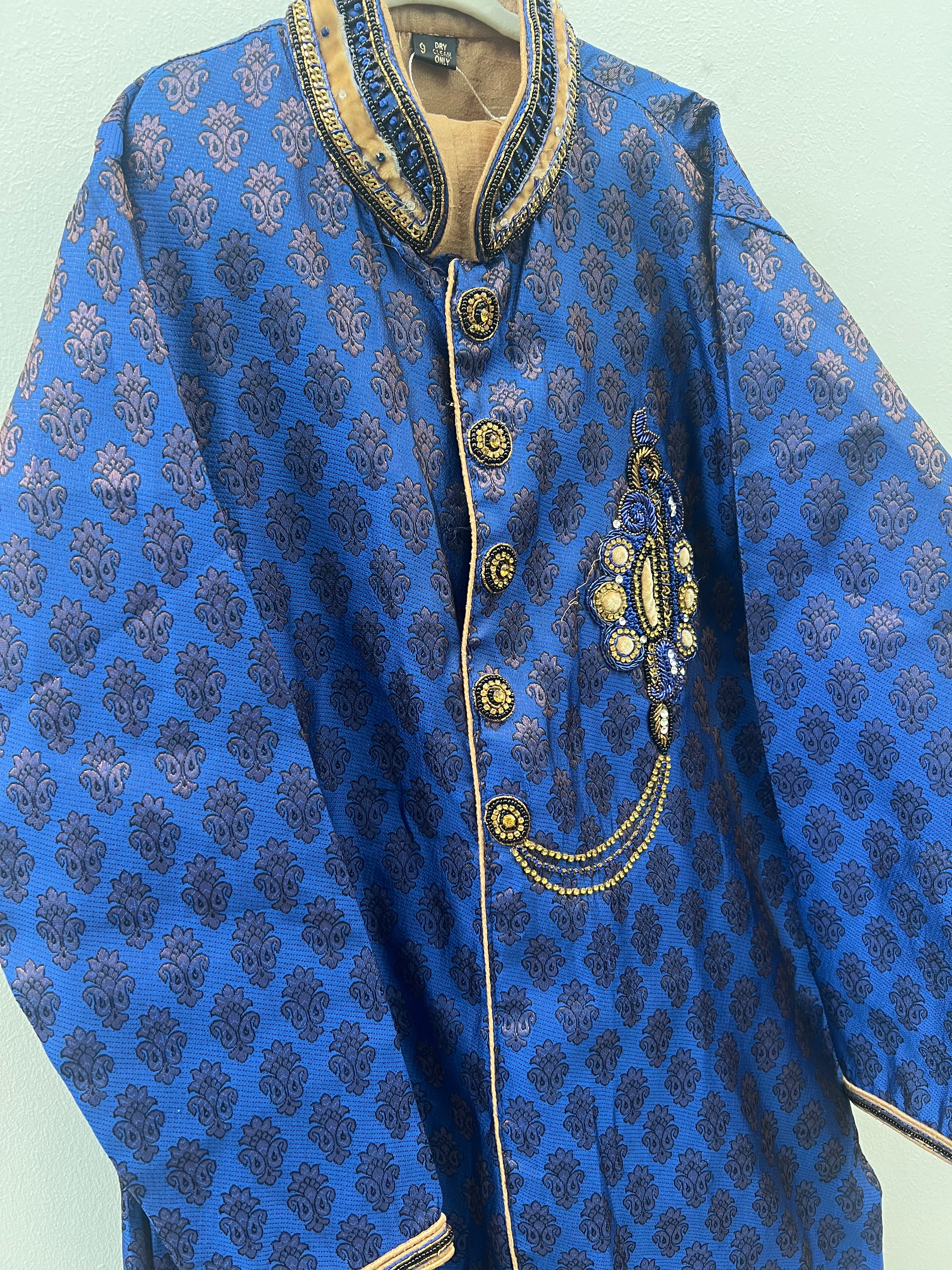 [8-10 yrs] Preloved Kurta Jacket Set in Blue and Gold