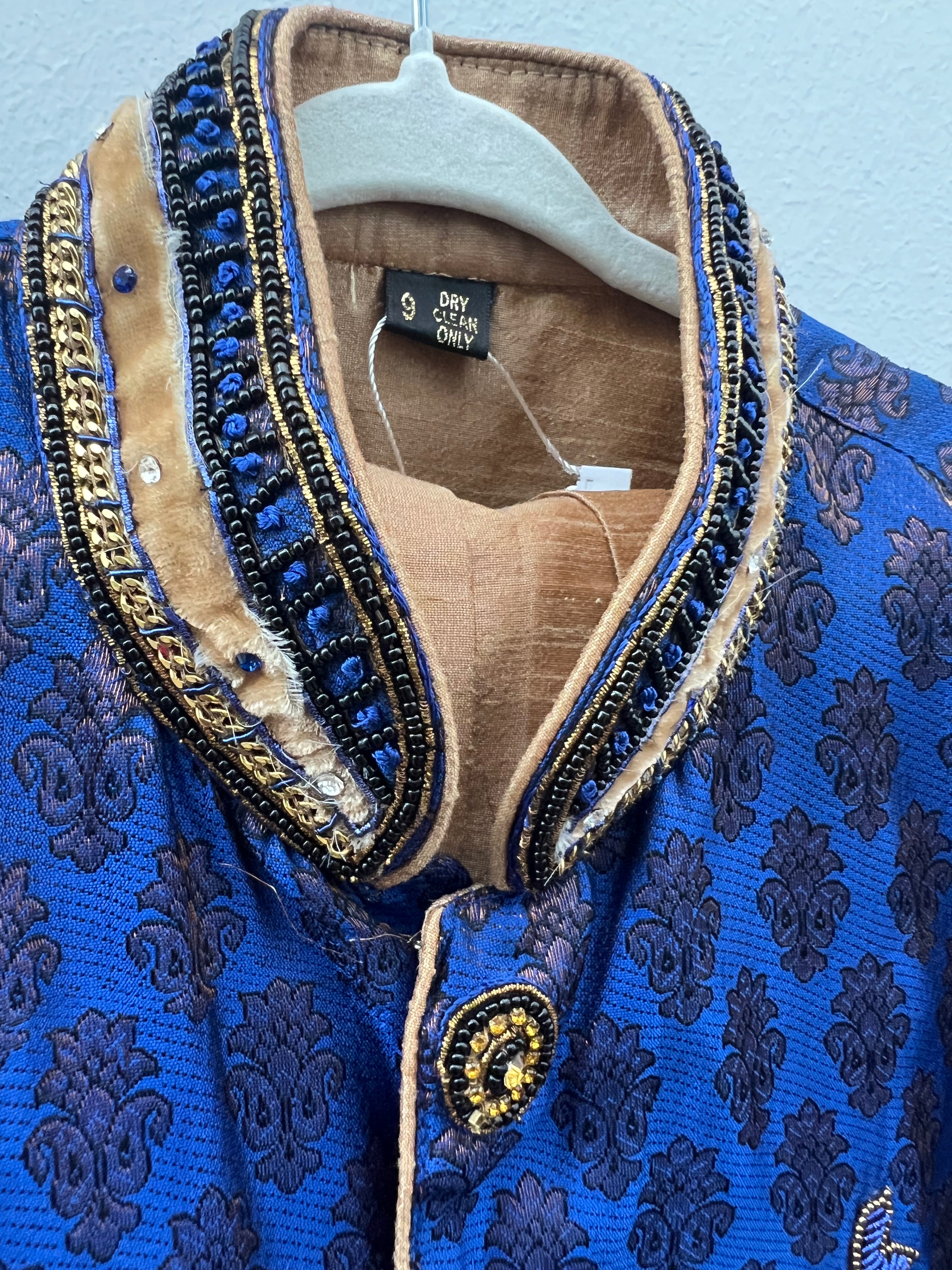 [8-10 yrs] Preloved Kurta Jacket Set in Blue and Gold