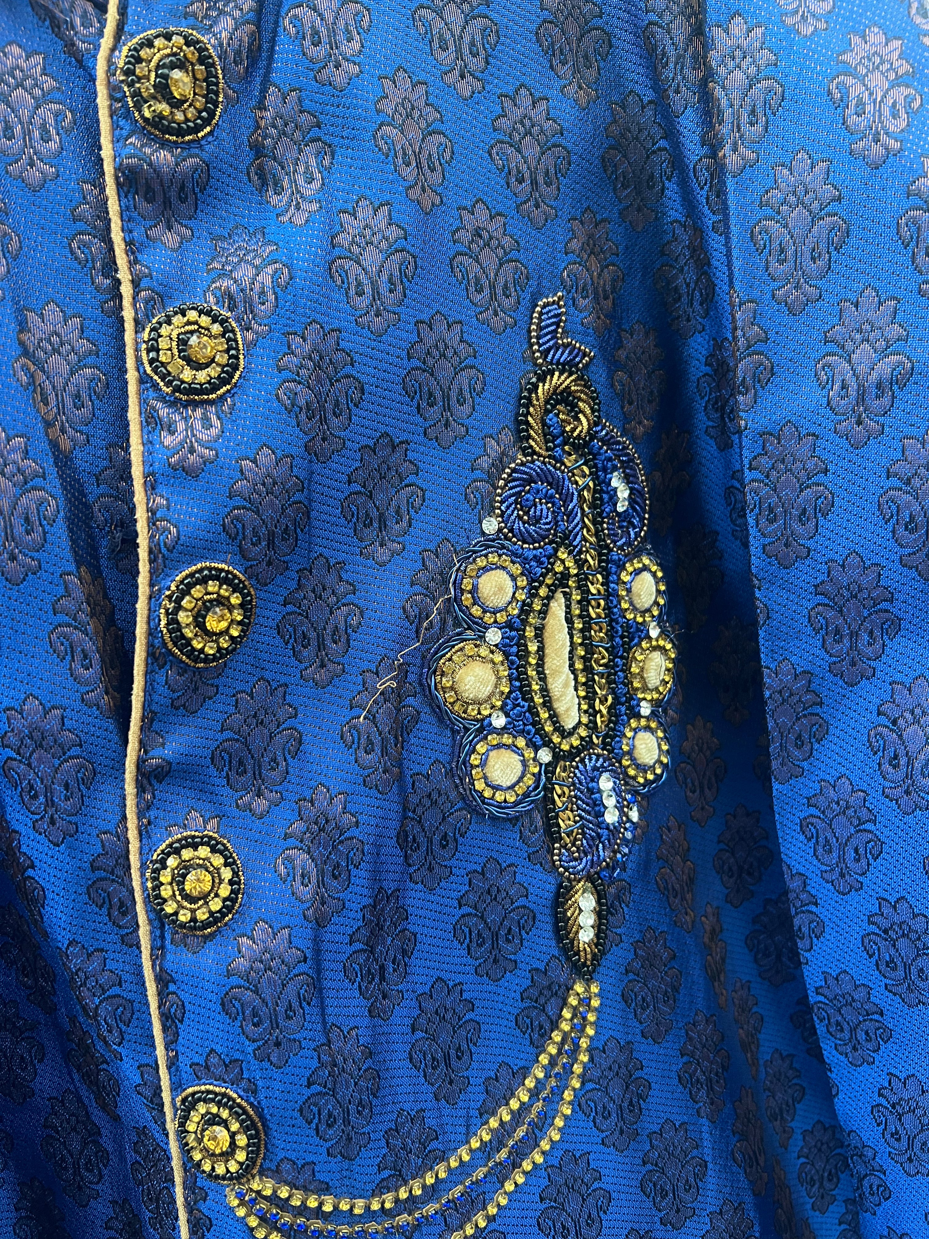 [8-10 yrs] Preloved Kurta Jacket Set in Blue and Gold