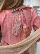 Rooh Pink Girls Lehenga Choli Set with Dupatta in Muslin Cotton Nimbu