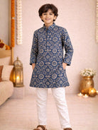 Nimbu Saaj Kalamkari Blue Boys Kurta Pajama