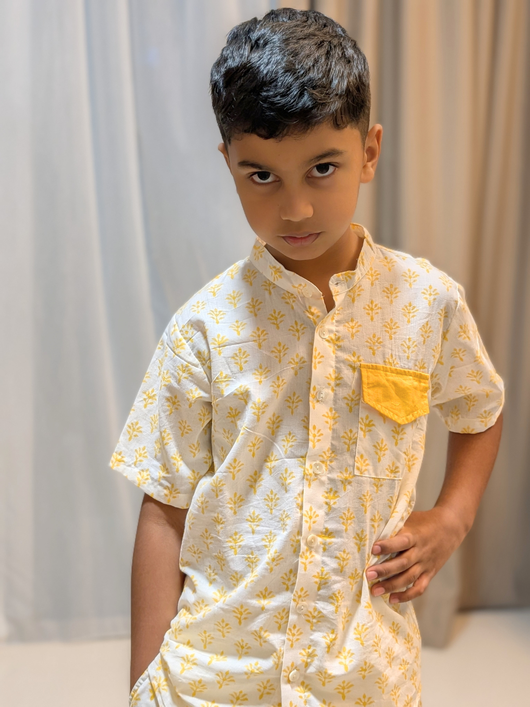 Soft Breeze Unisex Cotton Shirt and short set Nimbu