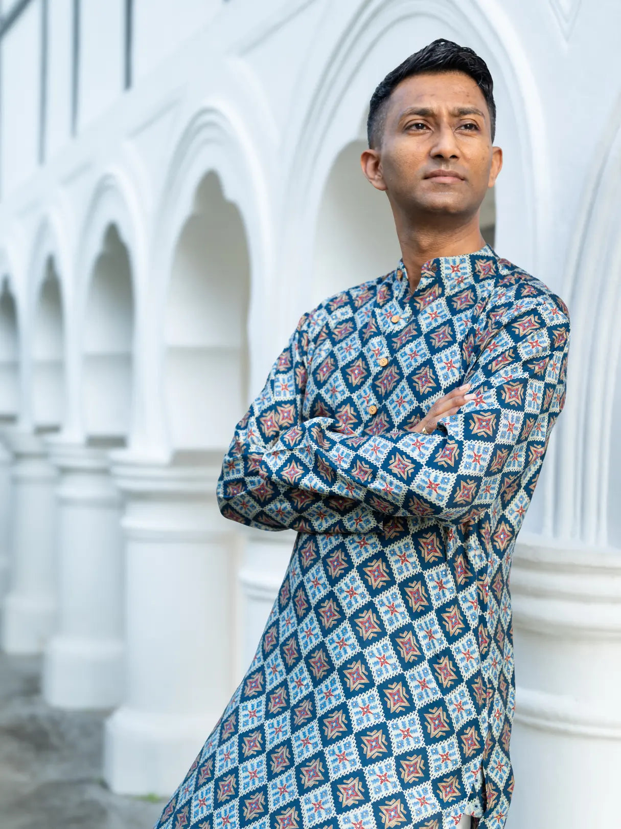 Tara Blue Men's Kurta Pajama Set in Muslin Cotton Nimbu