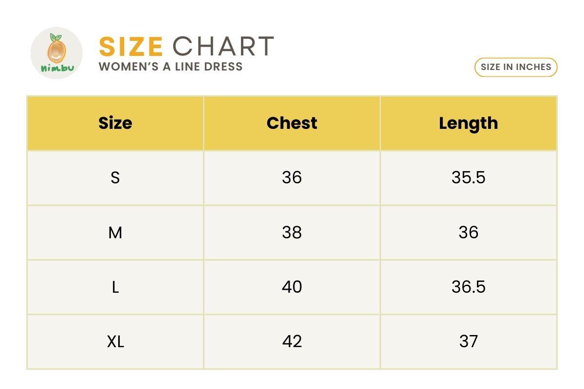Size guide for Isla Coral Blue Women's A-Line Dress