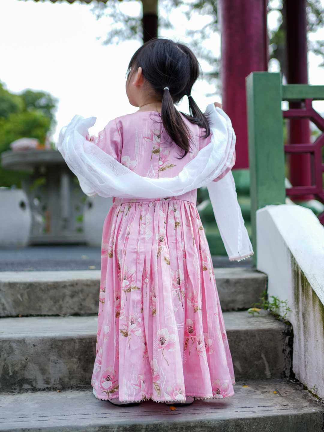 Zarina Pink Girls Anarkali in Cotton