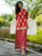 Zeena Red Women Palazzo Kurta Set