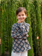 Aidan Boys' Short Kurta in Blue