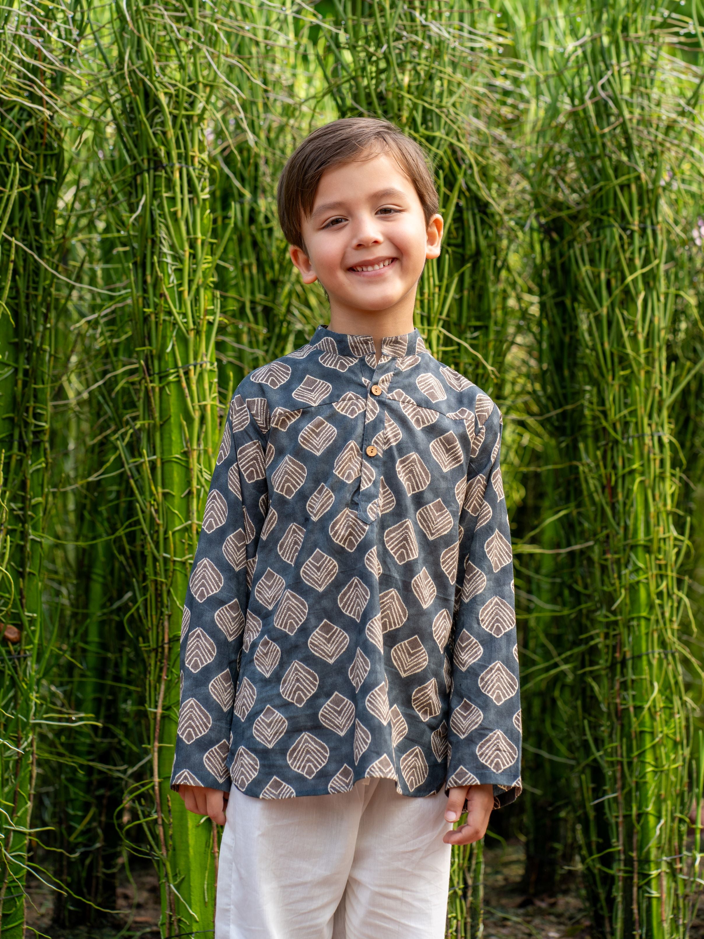 Aidan Boys' Short Kurta in Blue