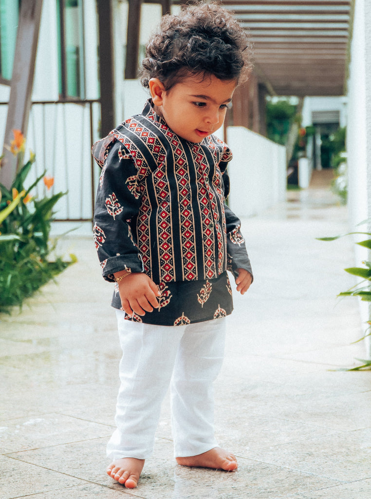 Raajsi Black Jacket set - Nimbu Kids