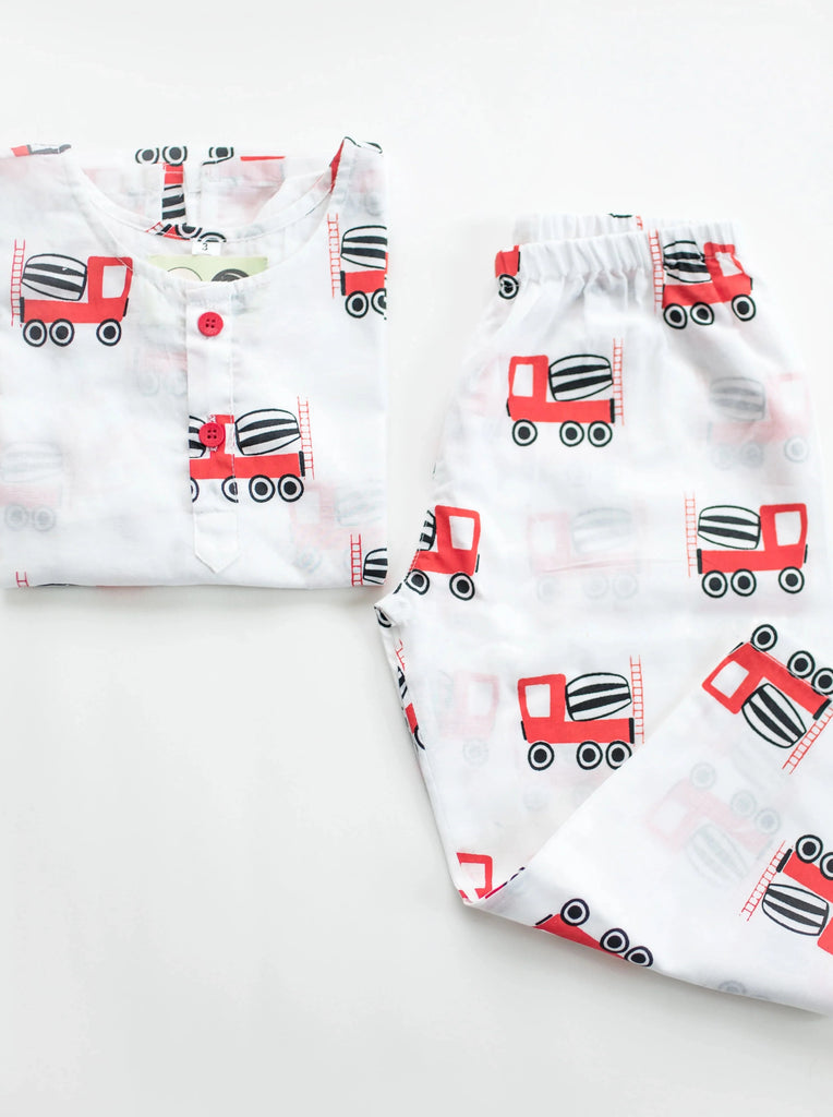Nimbu Singapore Cotton sleepwear for kids Pajama sets PJs cement mixerprint