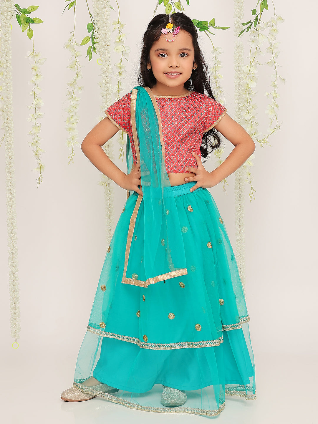 Dreamy Frill Net Lehenga - Nimbu Kids