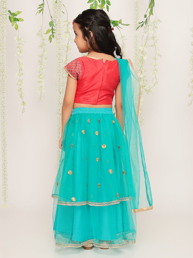 Dreamy Frill Net Lehenga - Nimbu Kids