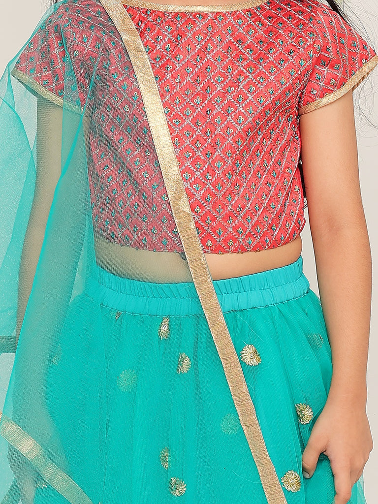 Dreamy Frill Net Lehenga - Nimbu Kids