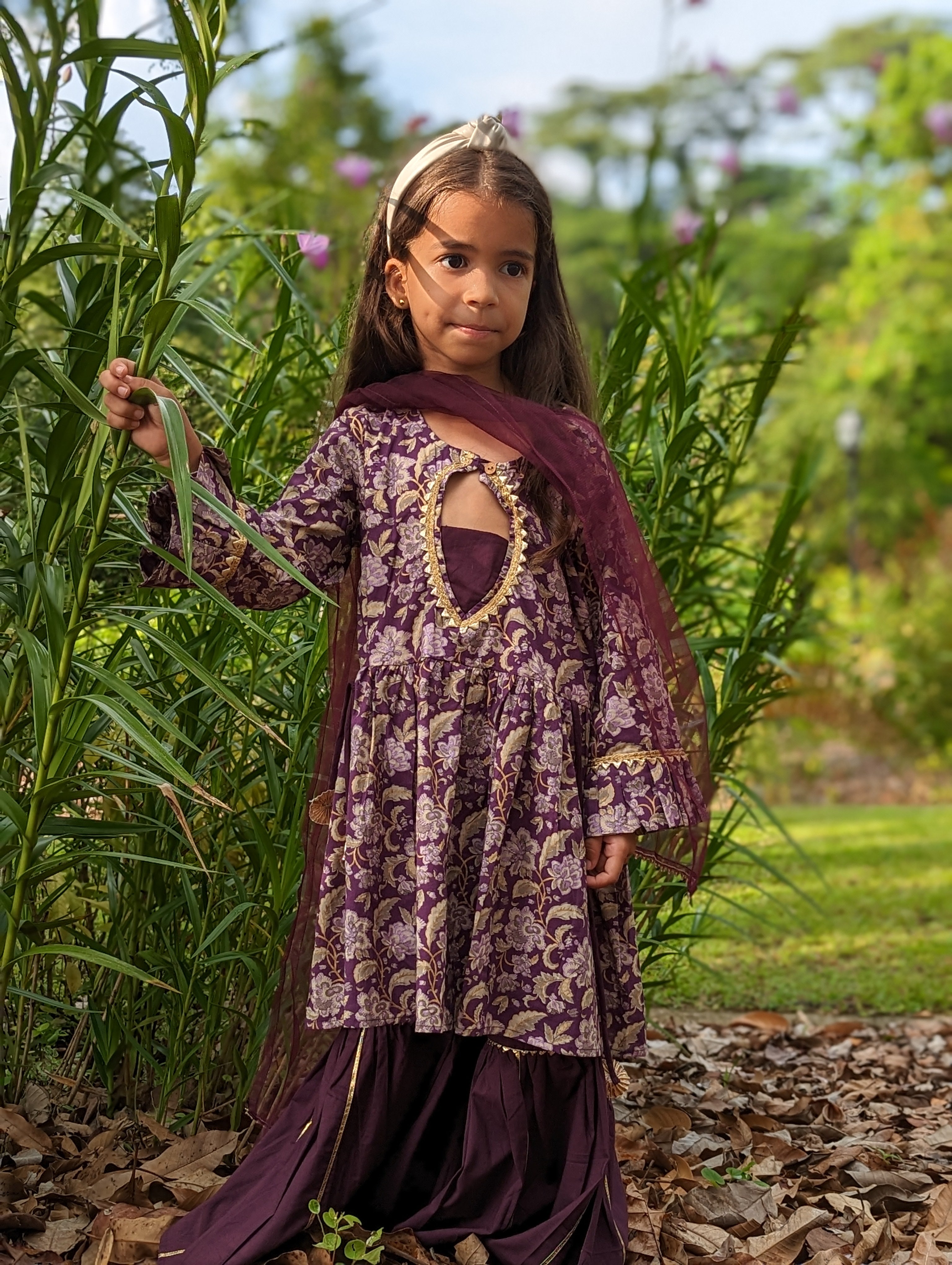 'Naaz' Sharara Set for girls in Royal Purple Nimbu kids singapore