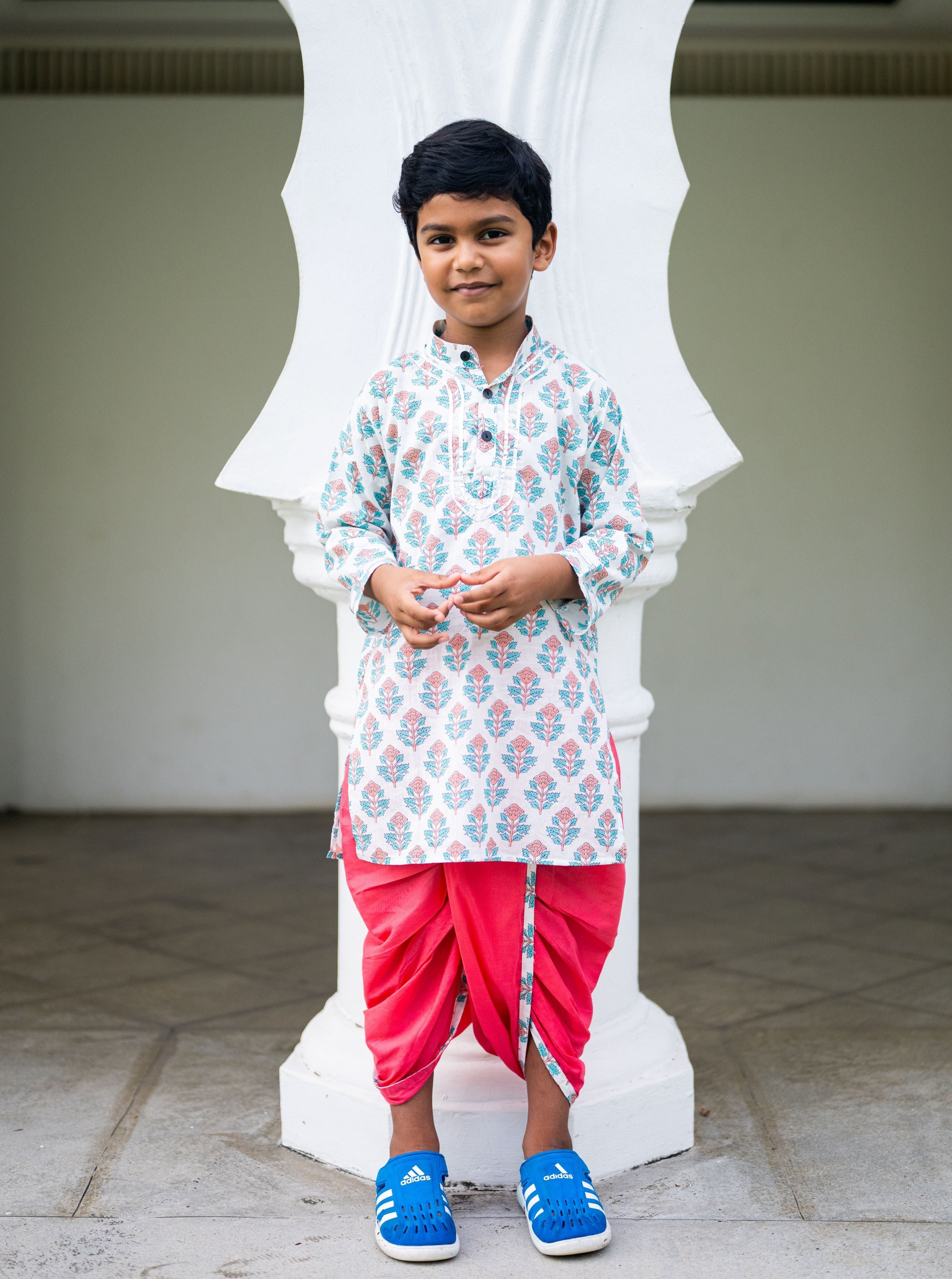 Nimbu kurta dhoti for boys