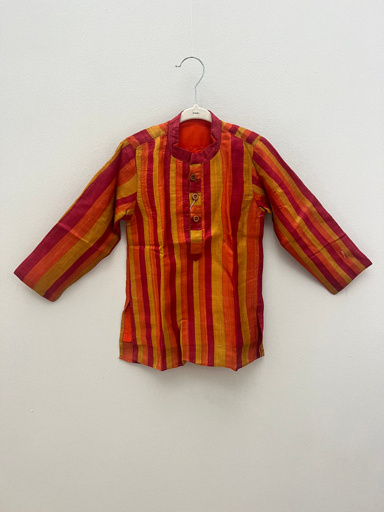 [2-3 yrs] Preloved Boys Red Green Orange Stripe Kurta