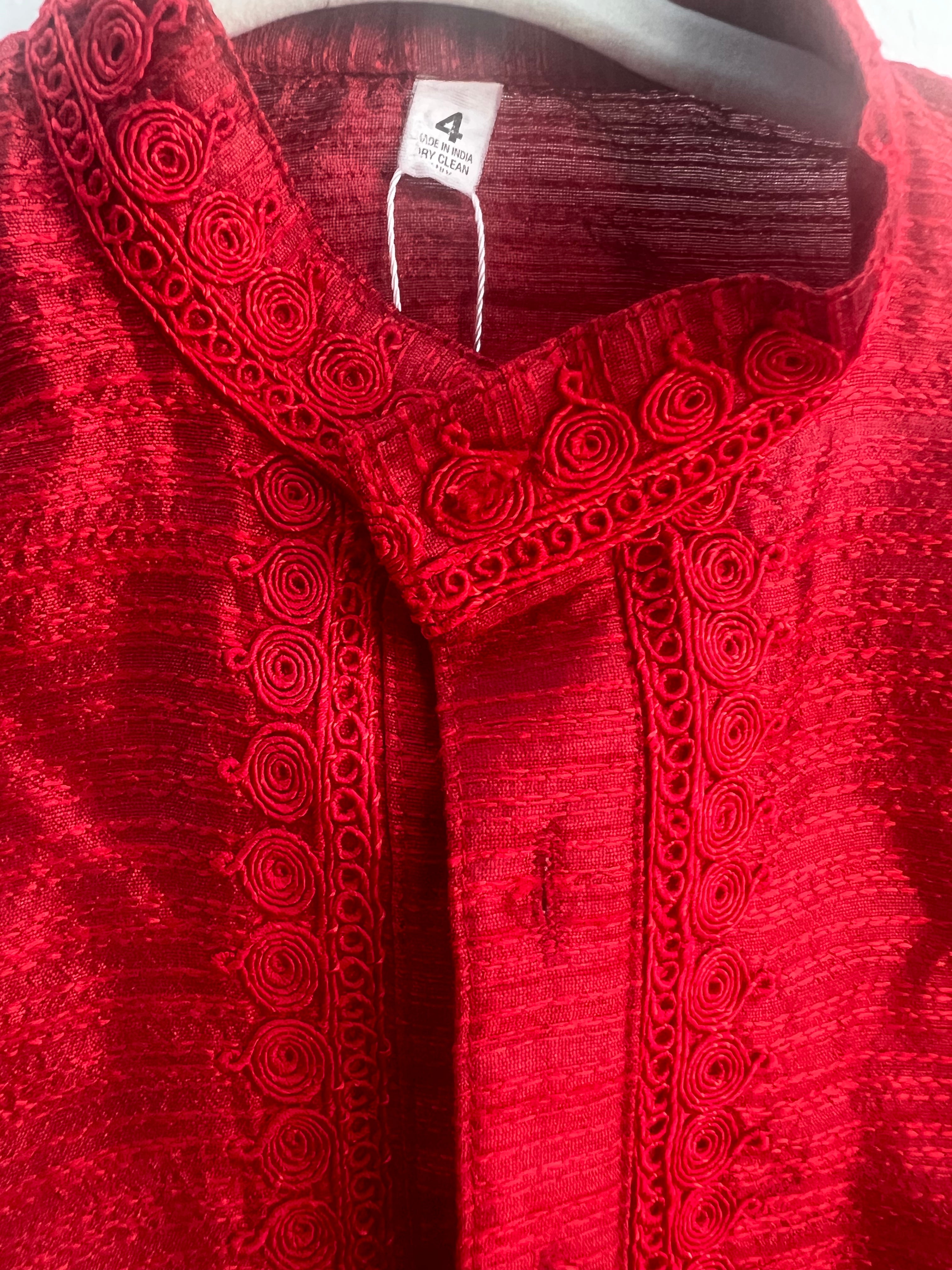 [4- 5 yrs] Preloved Red White Kurta Pajama Set