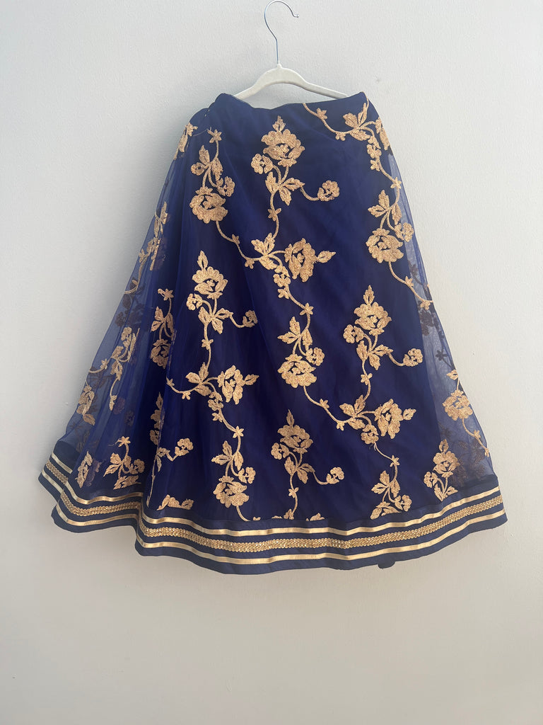 [6- 7yrs] Preloved Gold Blue Kurti Jacket Set