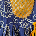 Tie-Dye Bandhani Cotton Frock in Blue & Yellow - Nimbu Kids