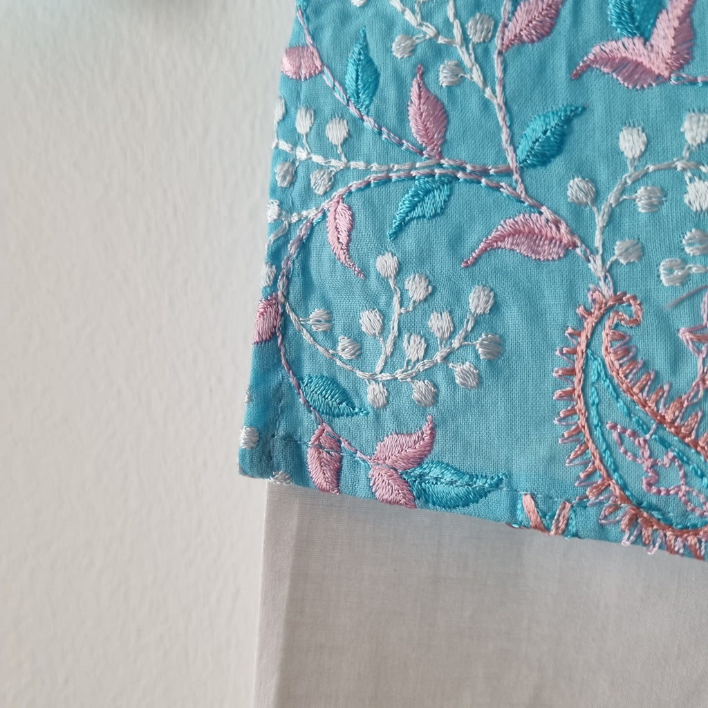 Pastel Blue Embroidered Cotton Dhoti/Pajama Set - Nimbu Kids