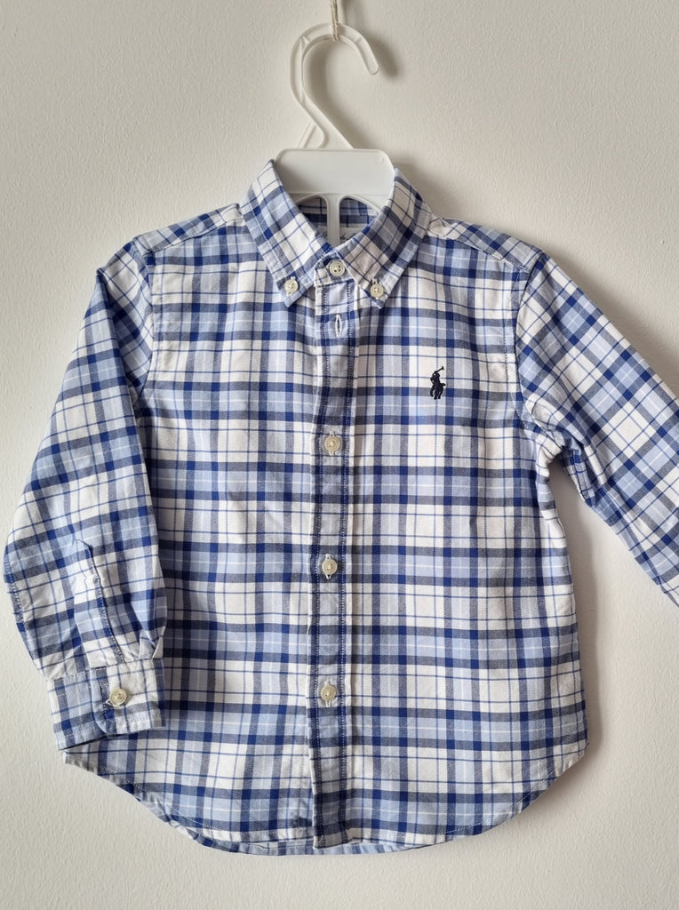 [2-3 yrs] Preloved Ralph Lauren Blue Checks Shirt - Nimbu Kids