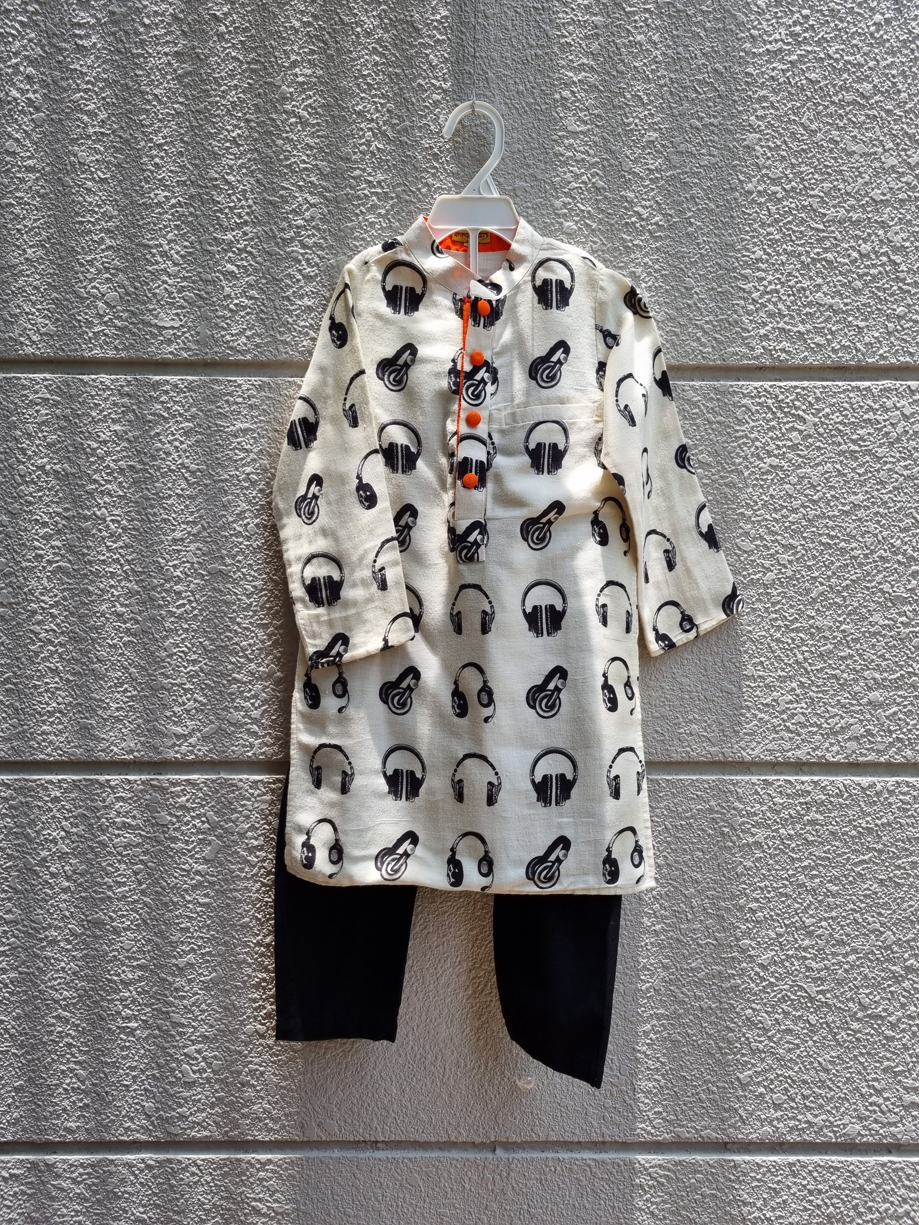 [4-6 yrs] Preloved Designer Rapper Soft Cotton Kurta - Nimbu Kids