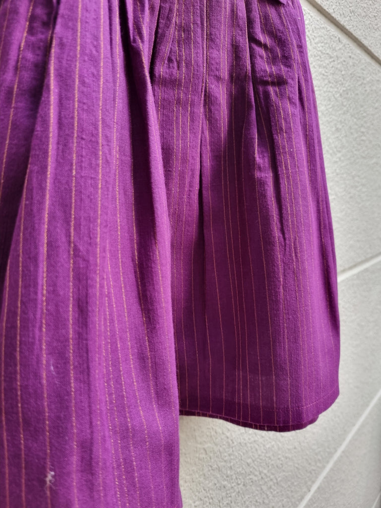 [1-2 yrs] Preloved Deep Purple Sari Frock with Hints of Gold - Nimbu Kids