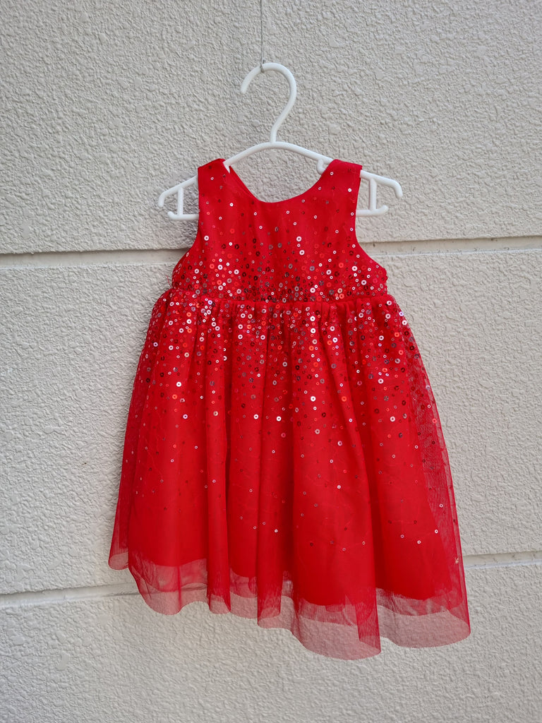 [6-12 months] Preloved Sequined Red Dress - Nimbu Kids