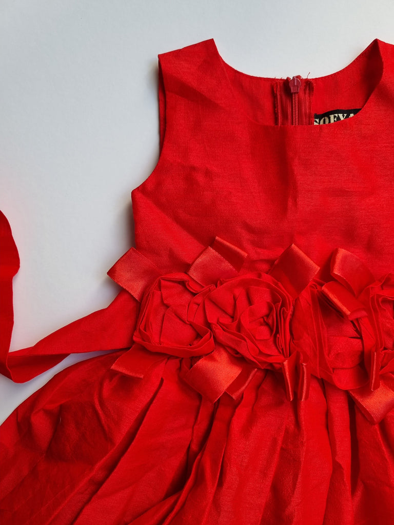 [1-2 years] Preloved Rosy Red Dress (brand new) - Nimbu Kids