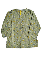 Sage Green & Mustard Floral Paisley Print Cotton Kurta with Dhoti pants - Nimbu Kids
