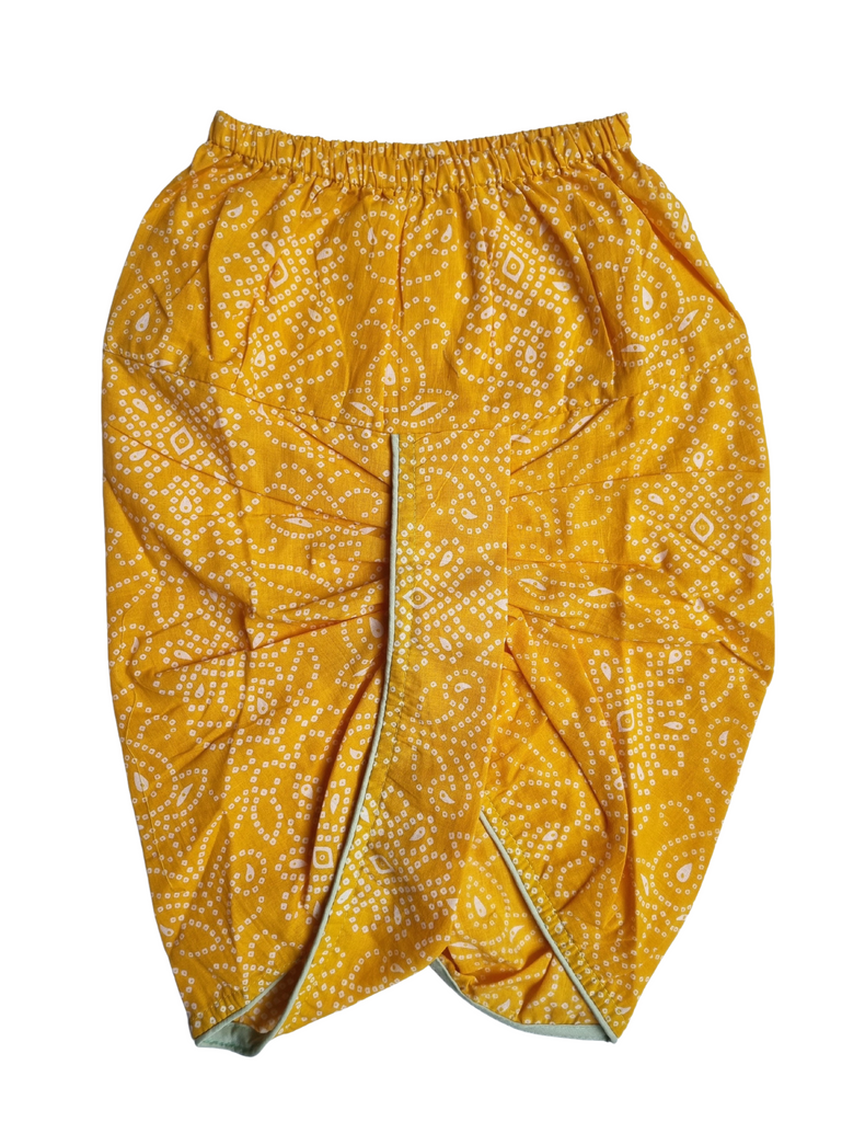 Sage Green & Mustard Floral Paisley Print Cotton Kurta with Dhoti pants - Nimbu Kids