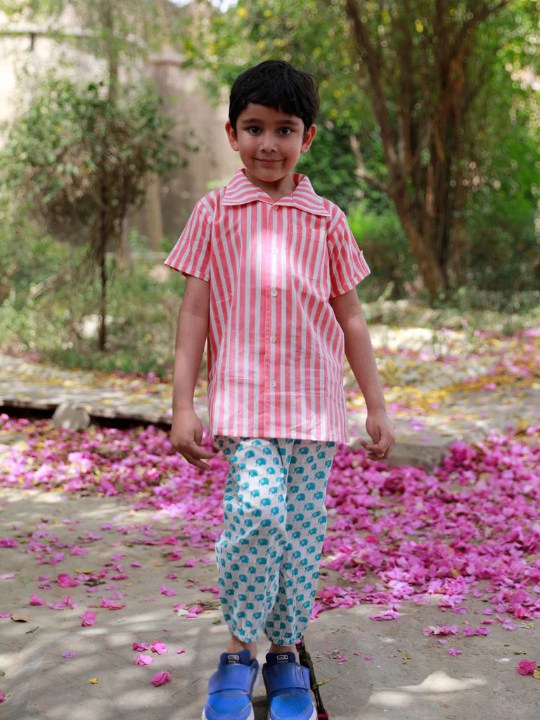 Pink Stripes Organic Cotton Shirt - Nimbu Kids