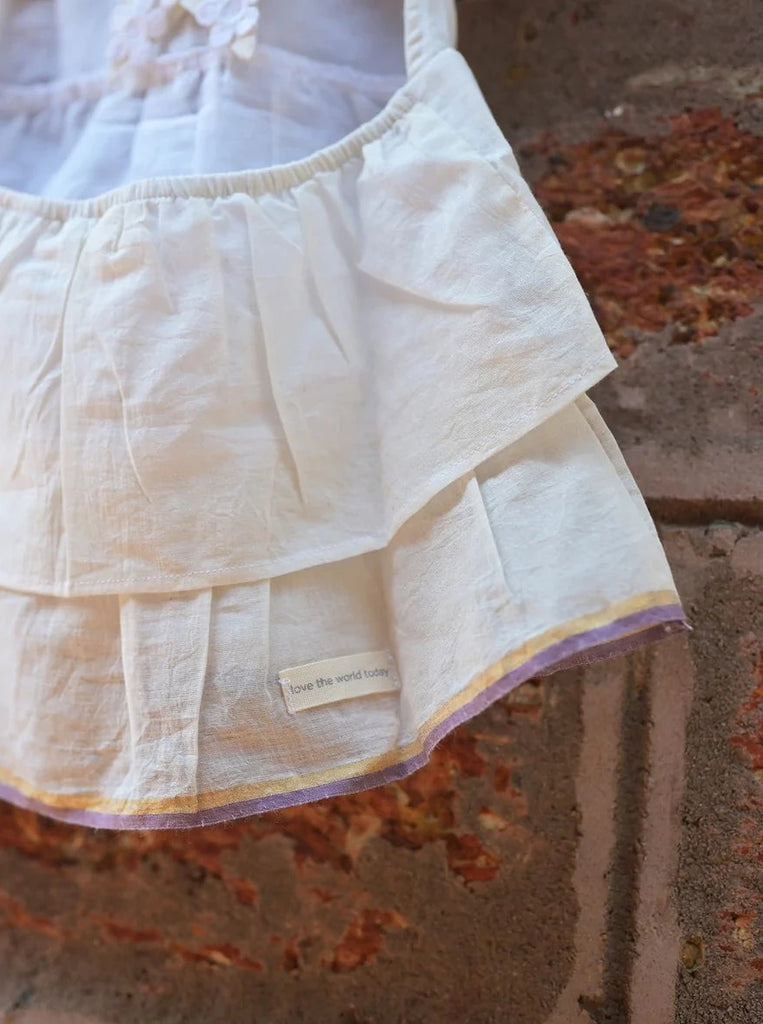 White Halter Neck Top in Handwoven Kora Cotton - Nimbu Kids
