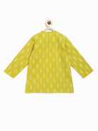 Lime Green & Turquoise Ikat Print Cotton Kurta with Dhoti pants - Nimbu Kids