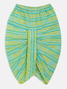 Lime Green & Turquoise Ikat Print Cotton Kurta with Dhoti pants - Nimbu Kids