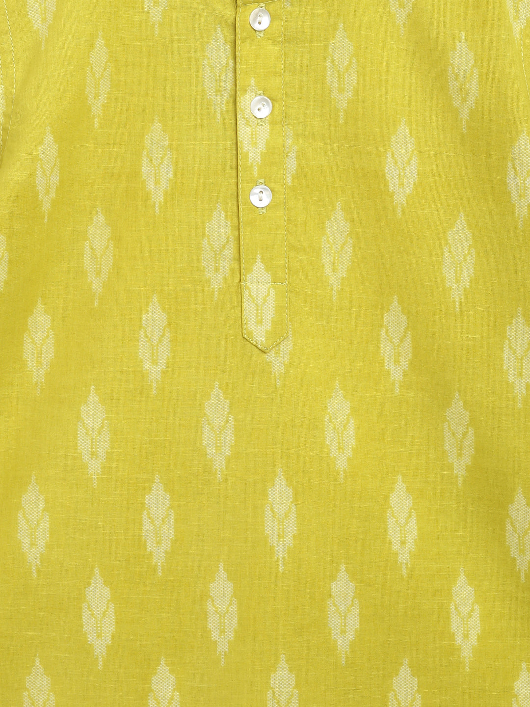 Lime Green & Turquoise Ikat Print Cotton Kurta with Dhoti pants - Nimbu Kids
