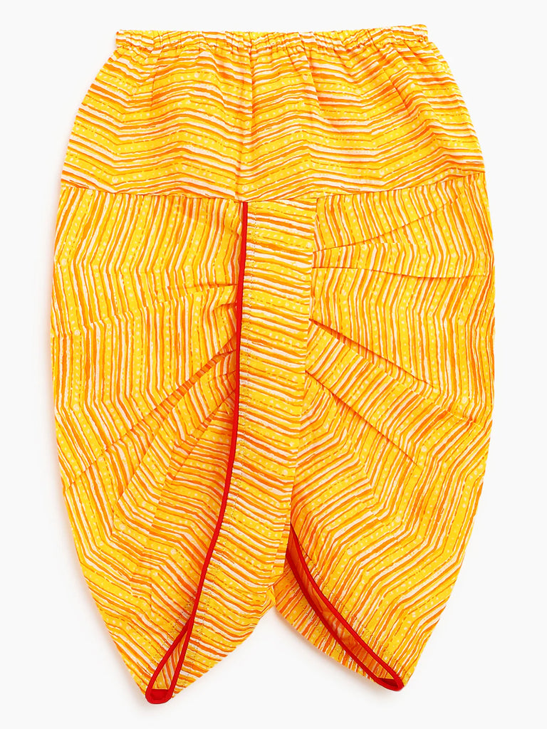Red & Yellow Bandhani Print Cotton Kurta with Dhoti pants - Nimbu Kids