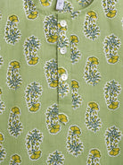 Sage Green & Mustard Floral Paisley Print Cotton Kurta with Dhoti pants - Nimbu Kids