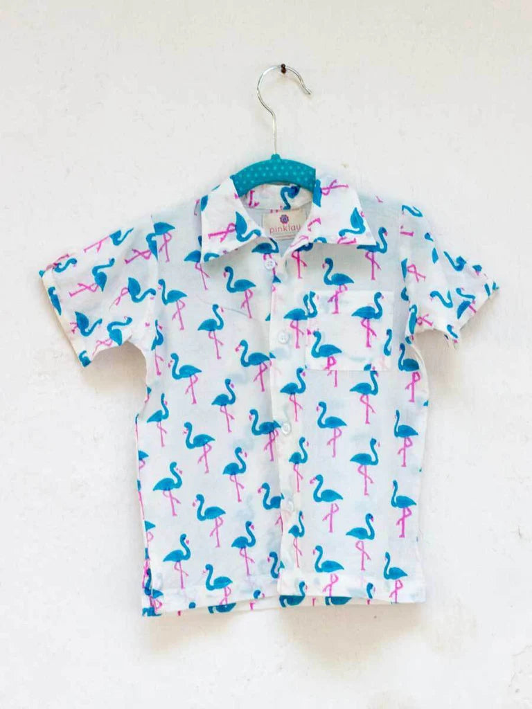 Flamingo Dance Organic Cotton Shirt - Nimbu Kids