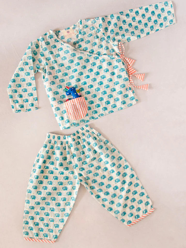 Baby Ellie Organic Cotton Angrakha PJ set - Nimbu Kids