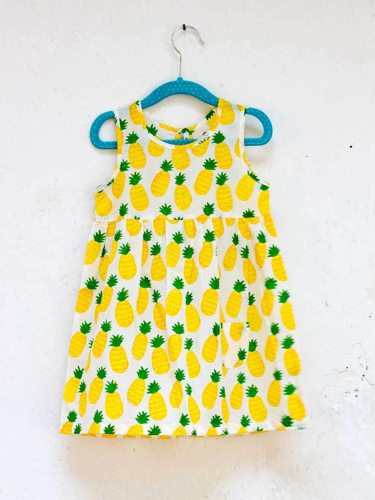 Ananas Everyday Dress with Pocket - Nimbu Kids