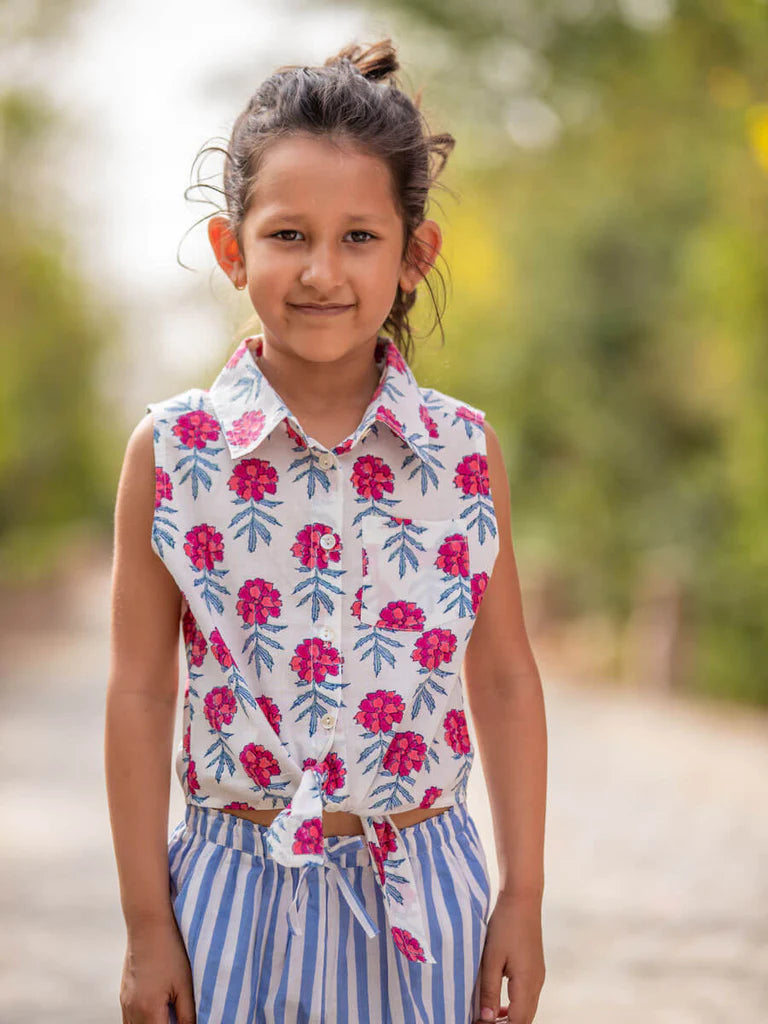 Flower Garden Cotton Top & Pants Set - Nimbu Kids