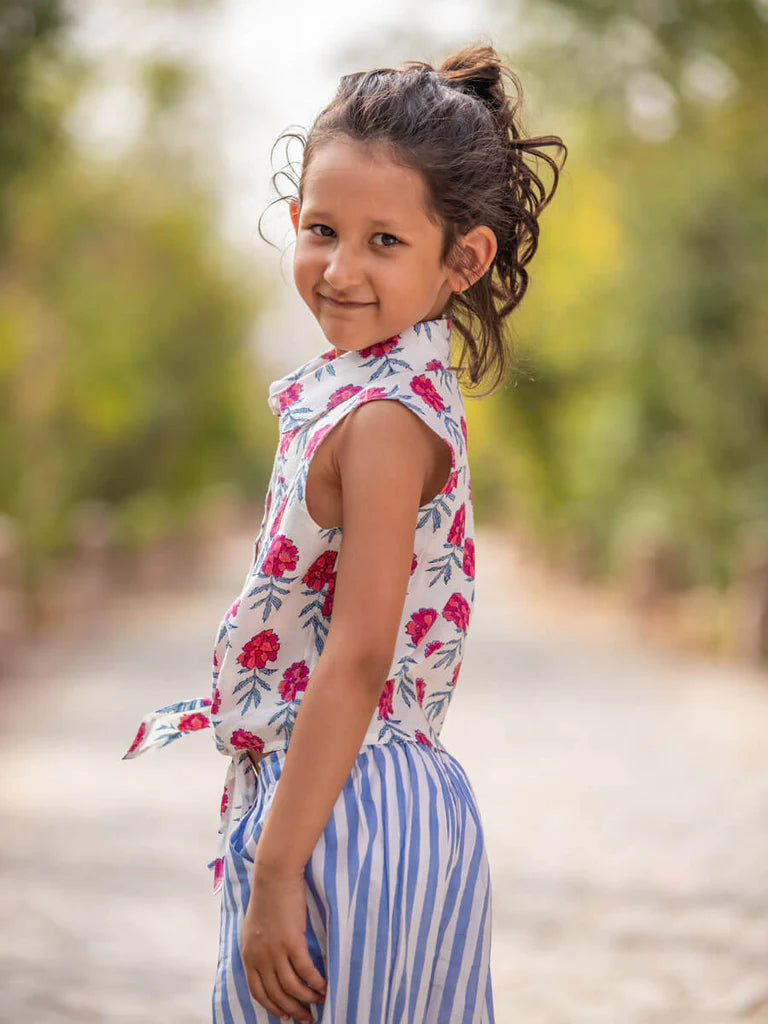 Flower Garden Cotton Top & Pants Set - Nimbu Kids