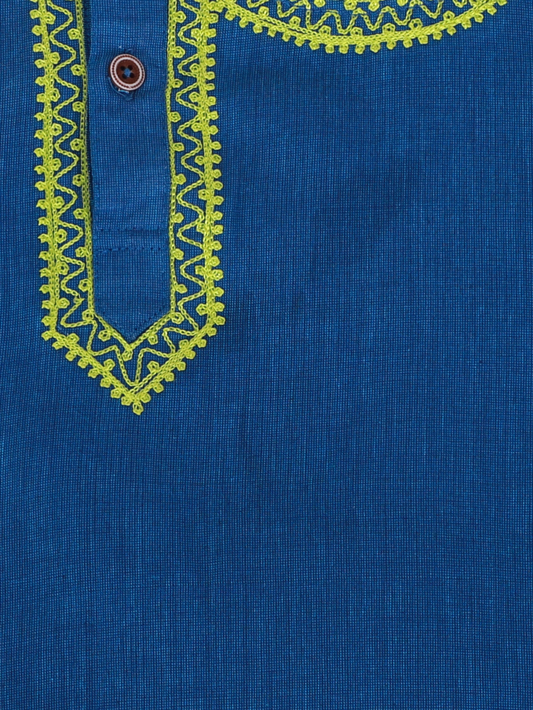 Embroidered Deep Blue & Green Kurta Dhoti - Nimbu Kids