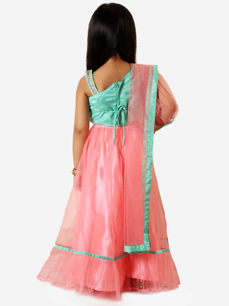 Elsa Net Silk Lehenga Choli - Nimbu Kids