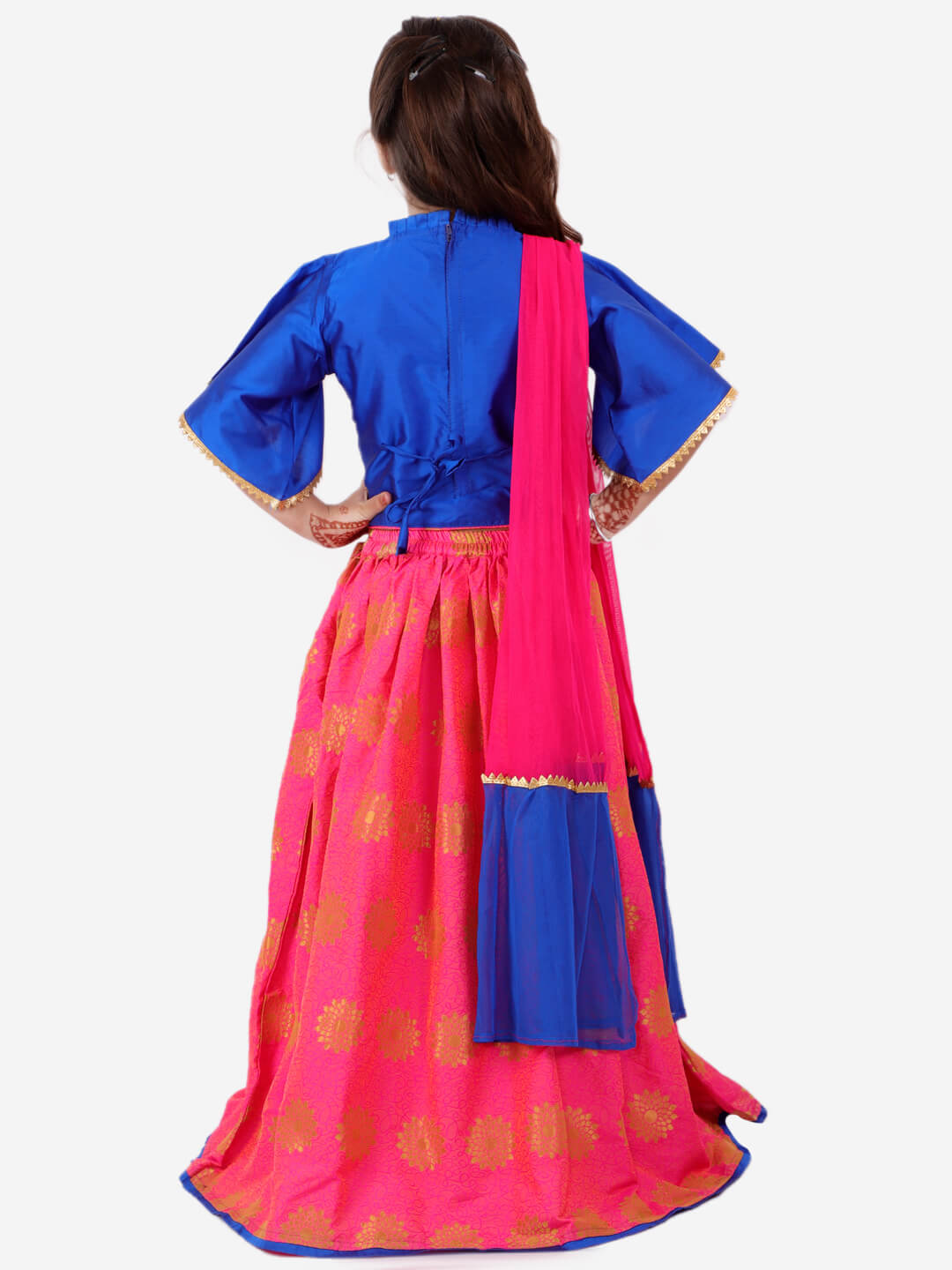 Stunning Jacquard Lehenga with Kimono sleeves - Nimbu Kids